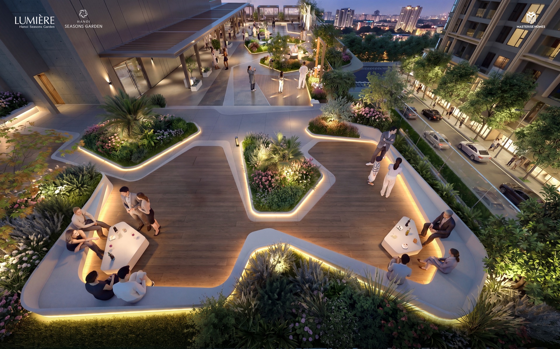 Rooftop bar tại clubhouse LUMIÈRE Hanoi Seasons Garden