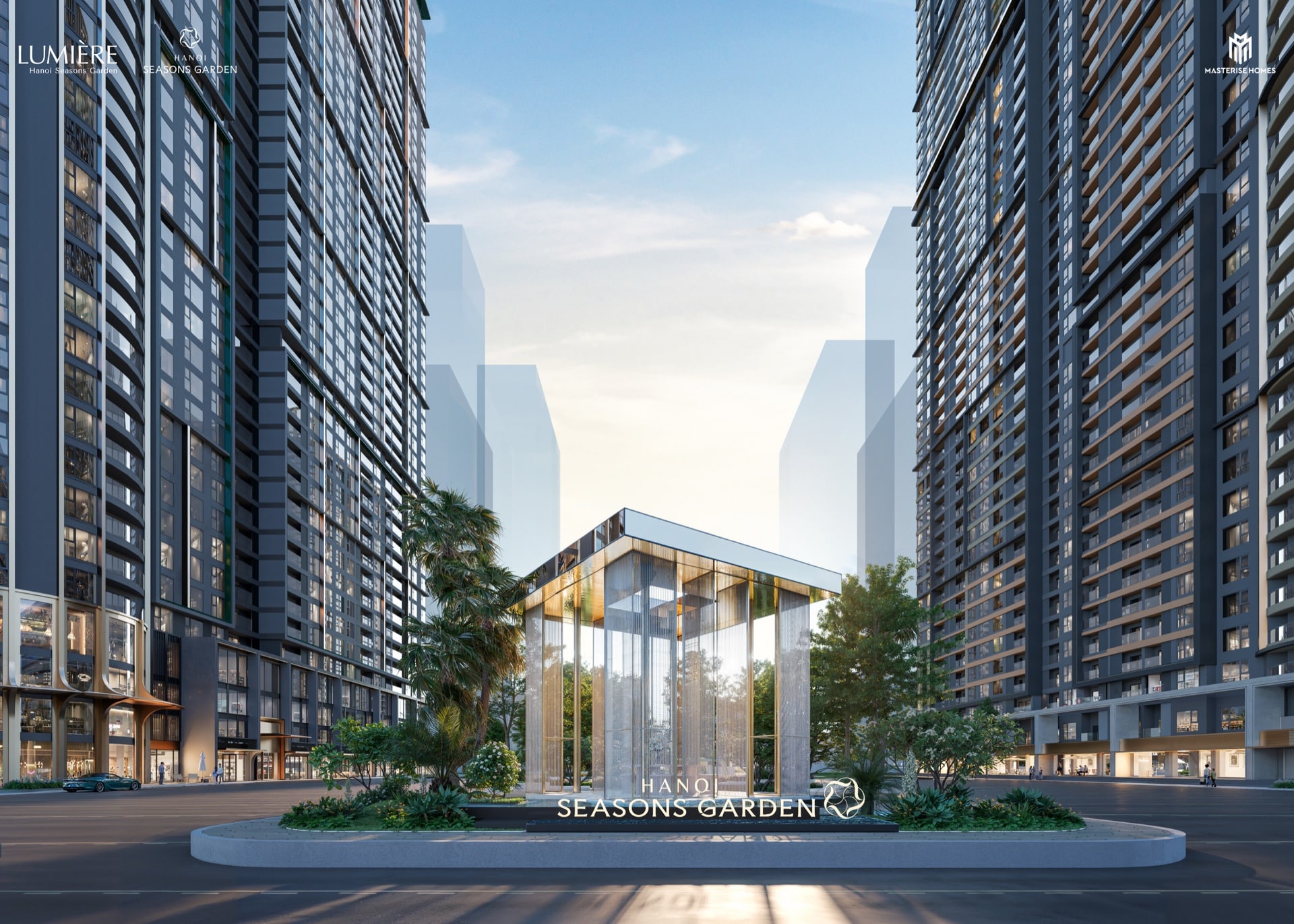 Lối vào cổng chính LUMIÈRE Hanoi Seasons Garden tại 233 Nguyễn Trãi