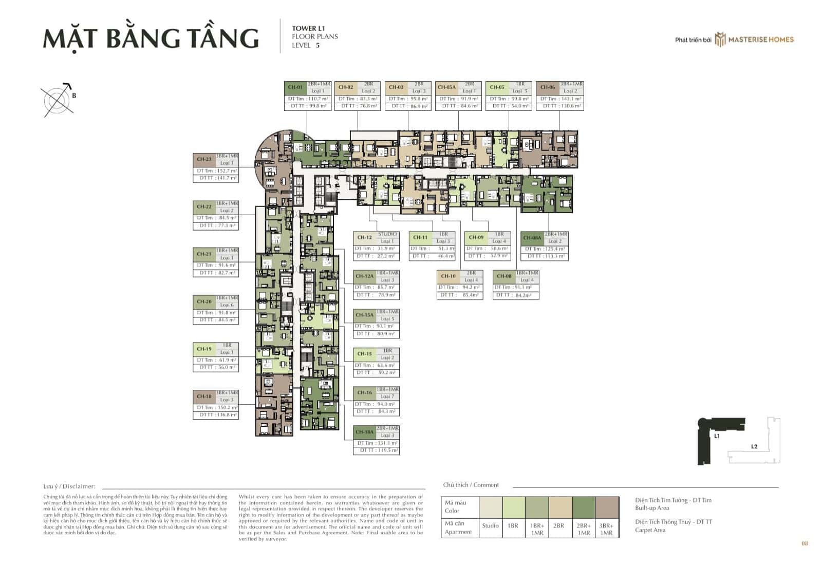 Mặt bằng điển hình Studio Tòa L1