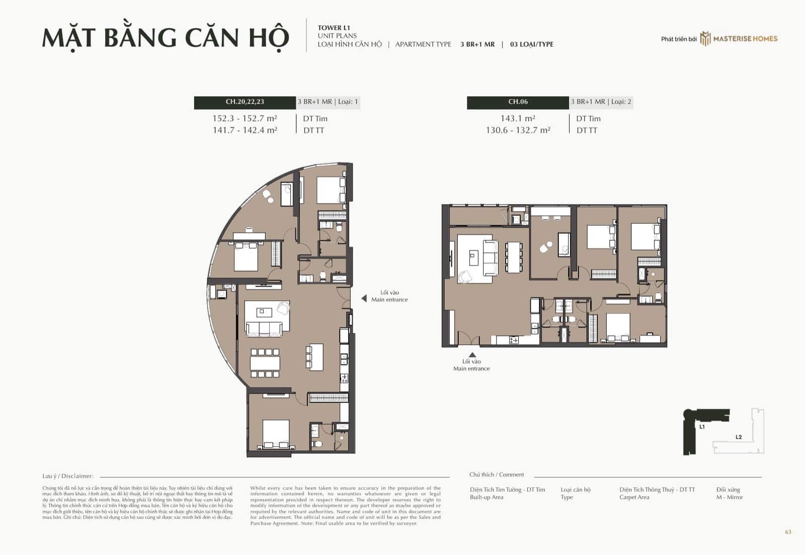 Mặt bằng điển hình căn 4PN Tòa L1 — LUMIÈRE Hanoi Seasons Garden