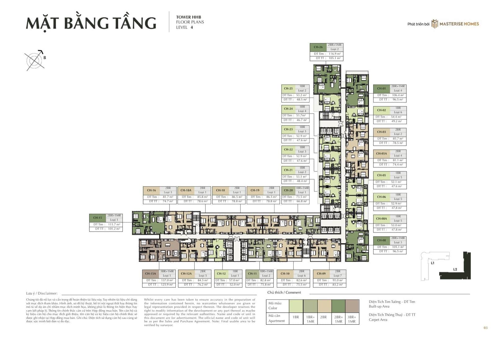 Mặt bằng điển hình Studio Tòa L2