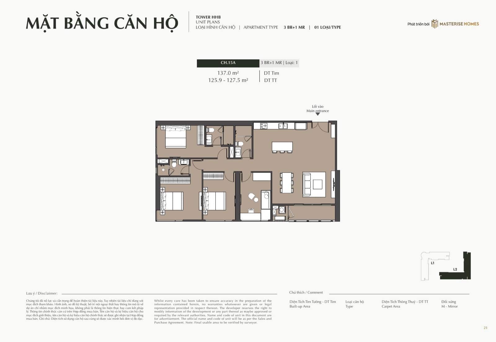 Mặt bằng điển hình căn 4PN Tòa L2 — LUMIÈRE Hanoi Seasons Garden