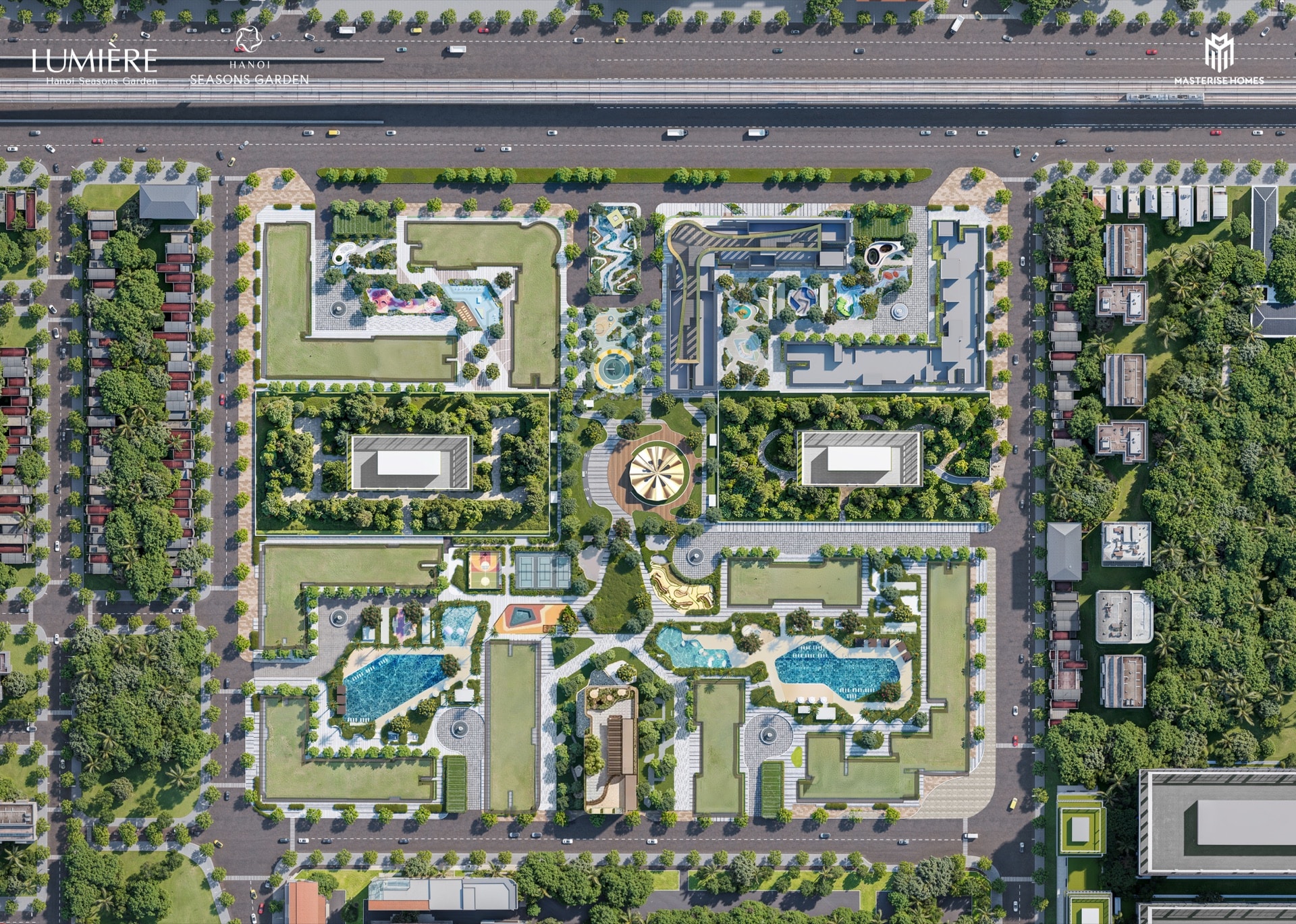 Quy hoạch tổng thể LUMIÈRE Hanoi Seasons Garden trên trục Nguyễn Trãi, Hà Nội